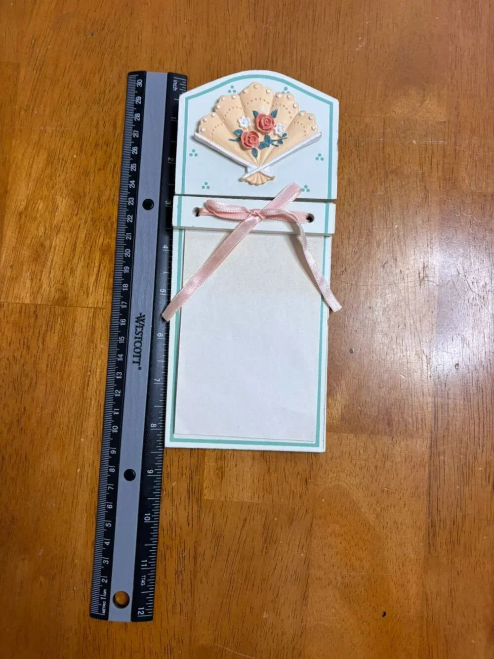 VTG 80s Country Cottage Wall Shelf Mirror & Notepad Green & Peach 3Pc Gallery